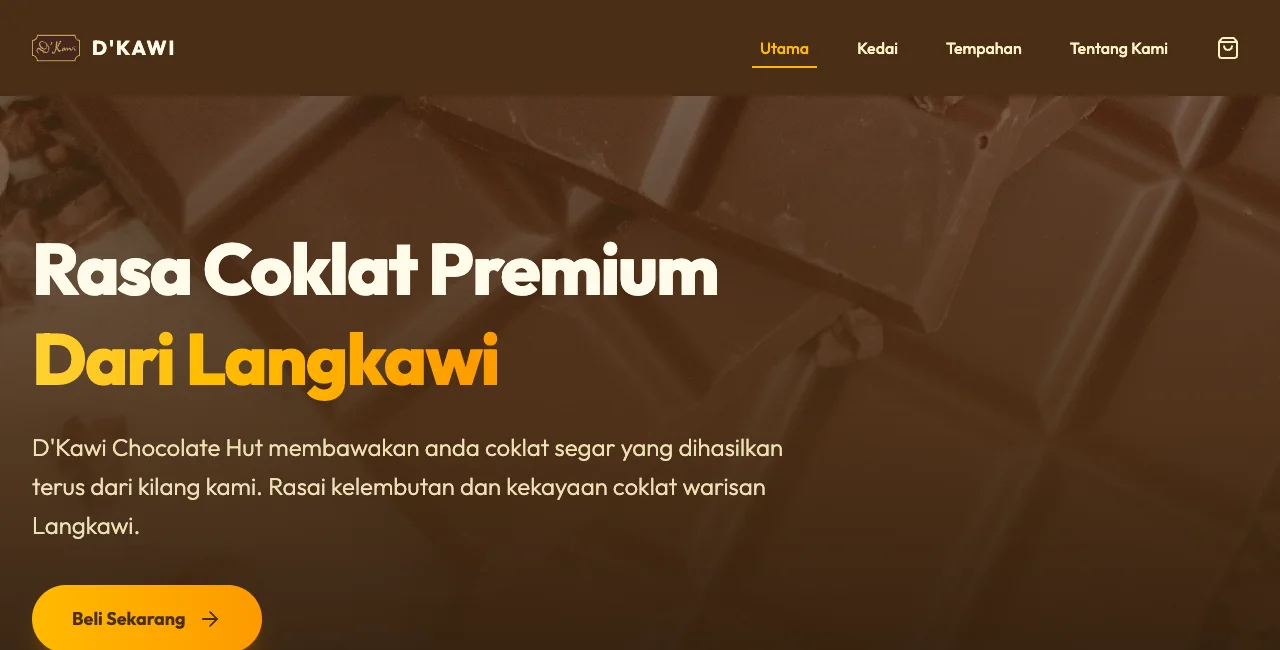 Screenshot sebenar D’Kawi Chocolate Store